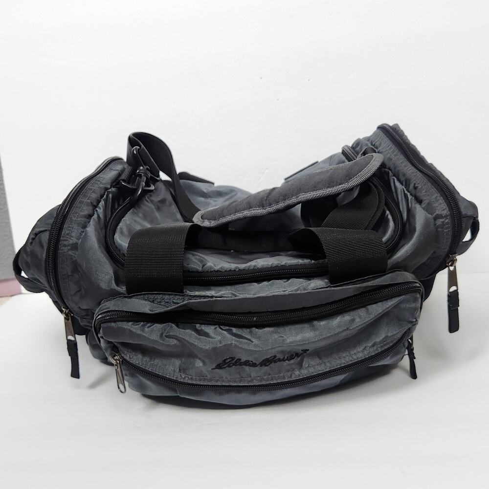 Eddie Bauer Gray 18" Nylon Duffel Bag Mens Travel Gym Soft Case Lightweight